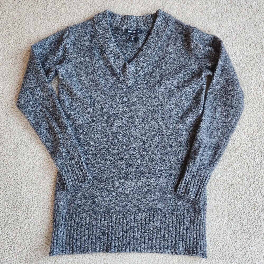 NWOT Athleta Vital V Wool/Cashmere Tunic Sweater Marled Grey - Picture 5 of 12